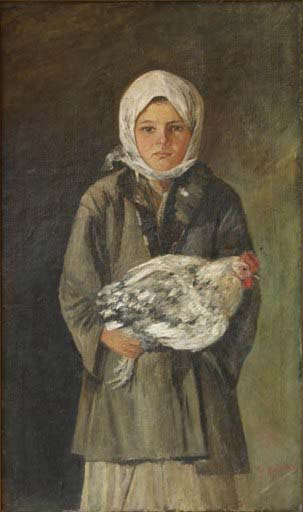 Ion Andreescu Girl holding a chicken